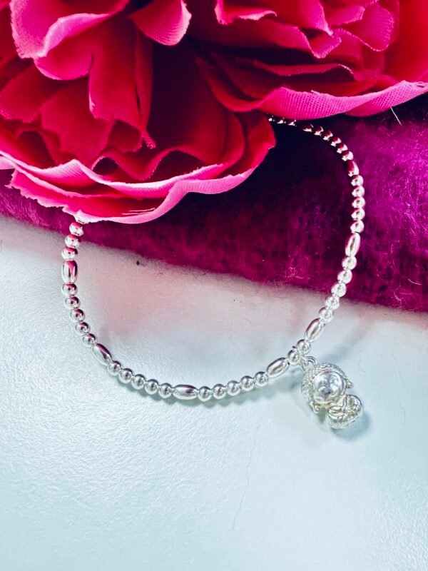 Petite Luxe Silver Bead Bracelet - Wisdom Keeper Buddah Charm